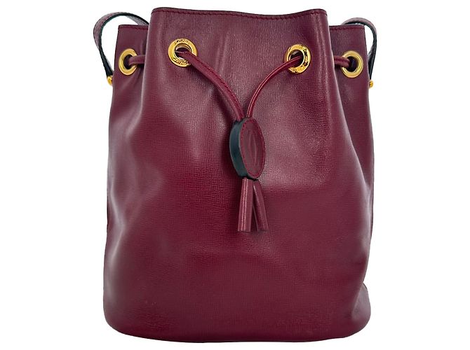 Borsa a secchiello Cartier Must De Cartier in pelle burgundy Rosso Bordò - vista 3