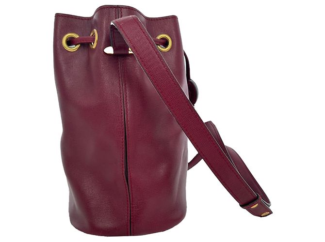 Borsa a secchiello Cartier Must De Cartier in pelle burgundy Rosso Bordò - vista 4