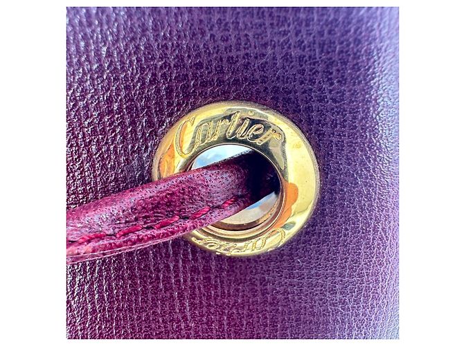 Borsa a secchiello Cartier Must De Cartier in pelle burgundy Rosso Bordò - vista 7