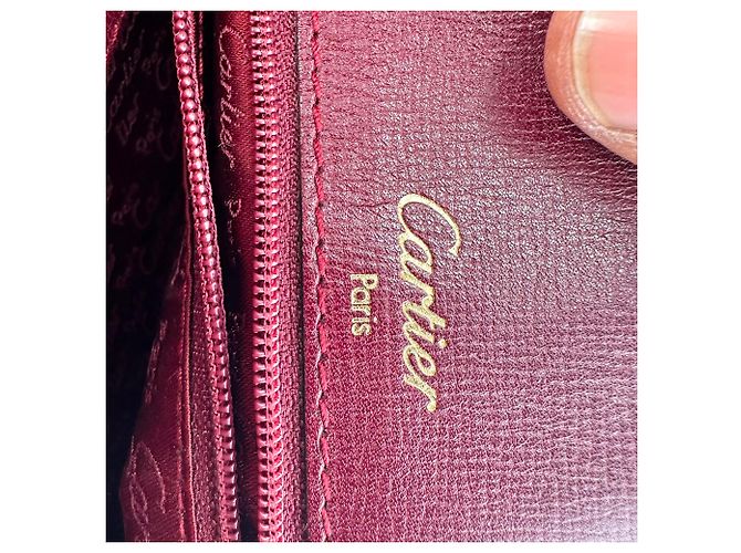 Borsa a secchiello Cartier Must De Cartier in pelle burgundy Rosso Bordò - vista 8