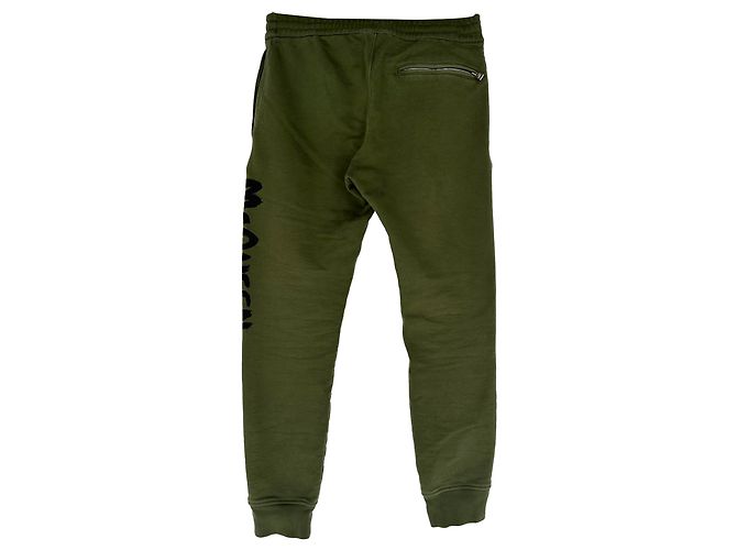 Alexander Mcqueen Jogginghose mit Logo-Print aus olivefarbener Baumwolle Grün Olivgrün - Ansicht 2