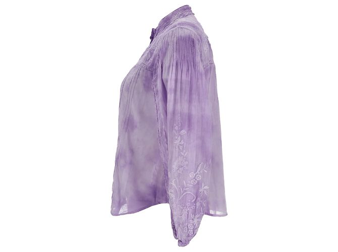 Loveshackfancy Ronda bestickte Bluse aus lila Baumwolle - Ansicht 2