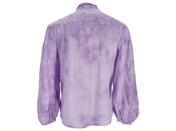 Loveshackfancy Ronda bestickte Bluse aus lila Baumwolle - Ansicht 3