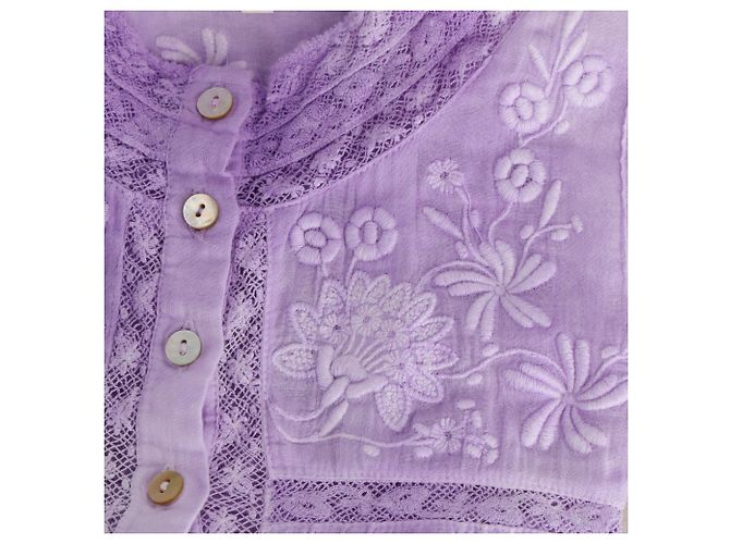 Loveshackfancy Ronda bestickte Bluse aus lila Baumwolle - Ansicht 8