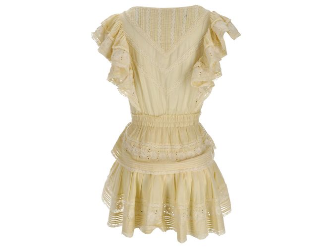 Loveshackfancy Gwen Gerüschtes Minikleid aus gelber Baumwolle - Ansicht 3