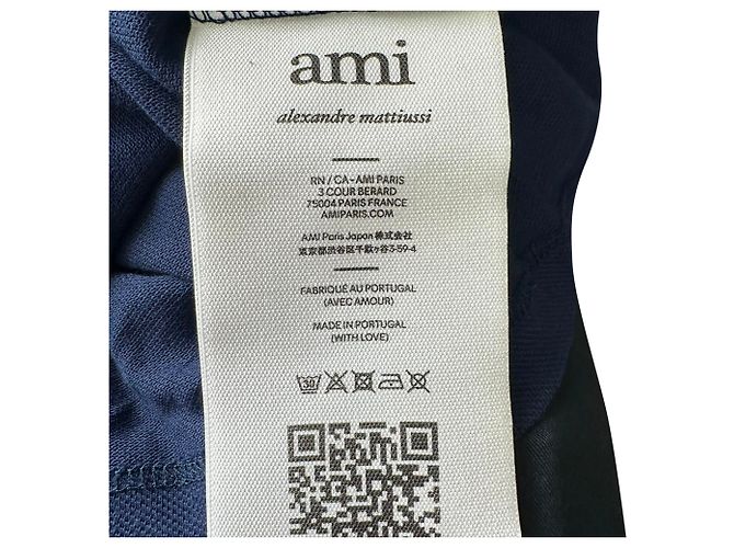 Polo Ami Paris con logo ricamato in cotone blu navy - vista 5
