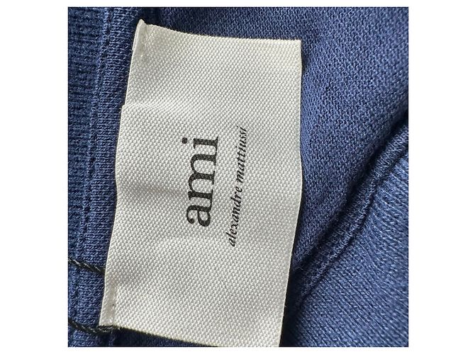 Polo Ami Paris con logo ricamato in cotone blu navy - vista 6