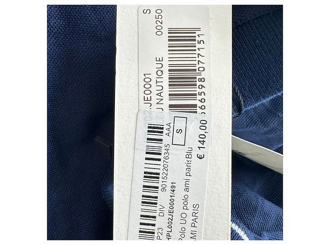 Polo Ami Paris con logo ricamato in cotone blu navy - vista 7