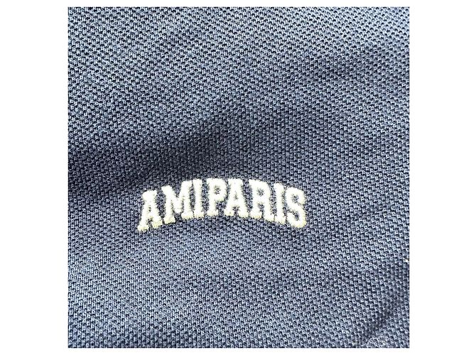 Polo Ami Paris con logo ricamato in cotone blu navy - vista 9