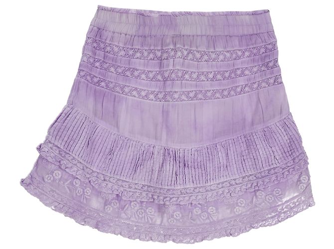 Loveshackfancy Adelia Tiered Mini Skirt in Purple Cotton - view 2