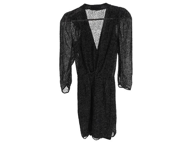Vestido Mini com Babados Celia de Bolinhas Ba&Sh em seda preta Preto - vista 2