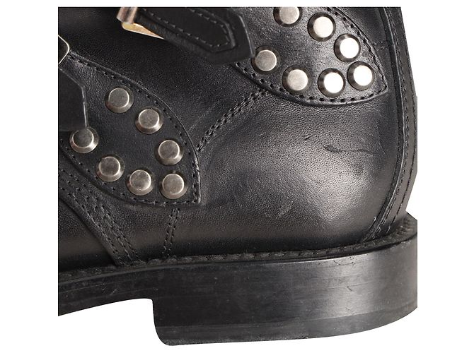 Autre Marque Stivaletti Ranger con borchie Saint Laurent in pelle nera Nero - vista 10