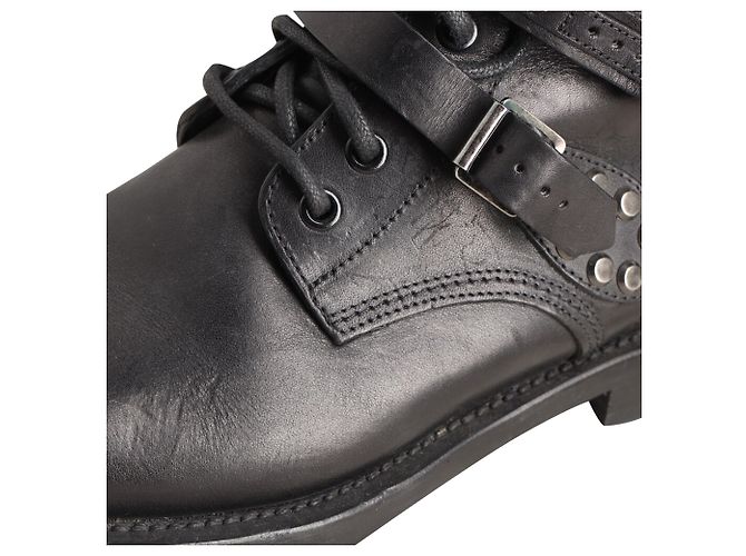Autre Marque Stivaletti Ranger con borchie Saint Laurent in pelle nera Nero - vista 11