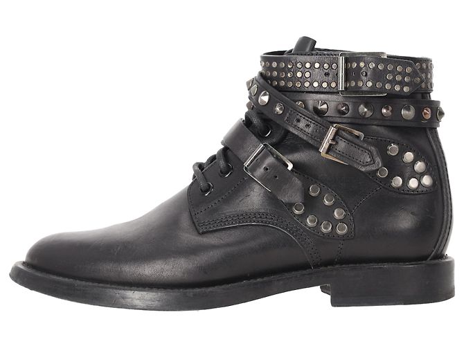 Autre Marque Stivaletti Ranger con borchie Saint Laurent in pelle nera Nero - vista 2