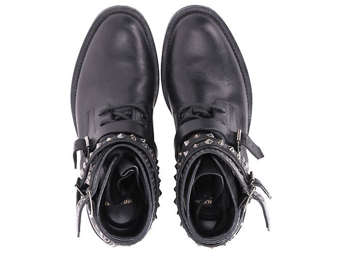 Autre Marque Stivaletti Ranger con borchie Saint Laurent in pelle nera Nero - vista 6