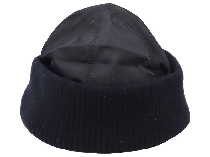 Prada Beanie aus schwarzem Nylon mit Wolle-Akzenten - Ansicht 2