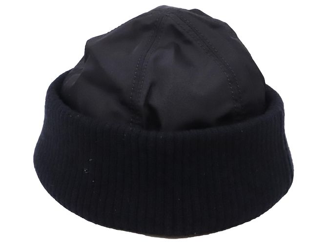 Prada Beanie aus schwarzem Nylon mit Wolle-Akzenten - Ansicht 3