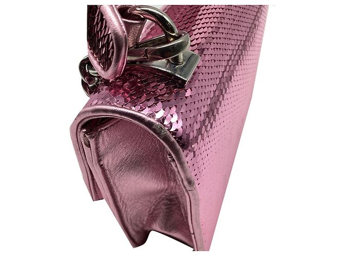 Miu Miu Small Cleo Sequined Shoulder Bag in Pink Leather - view 13