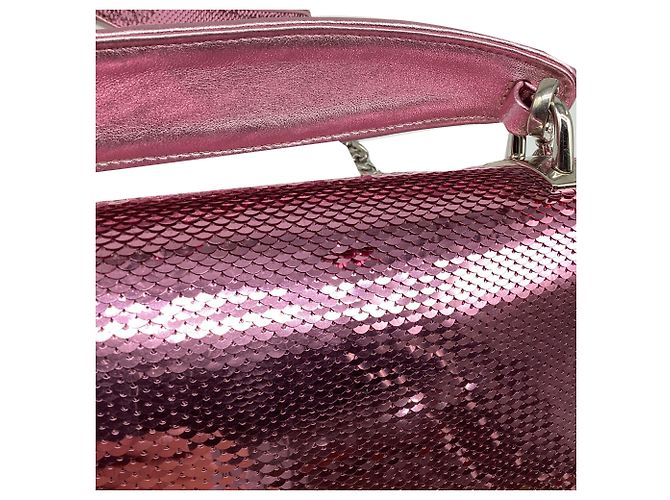 Miu Miu Small Cleo Sequined Shoulder Bag in Pink Leather - view 14