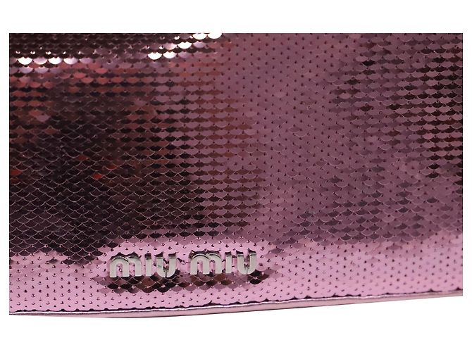 Miu Miu Small Cleo Sequined Shoulder Bag in Pink Leather - view 5