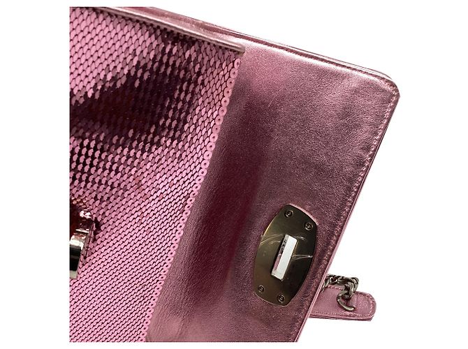 Miu Miu Small Cleo Sequined Shoulder Bag in Pink Leather - view 7