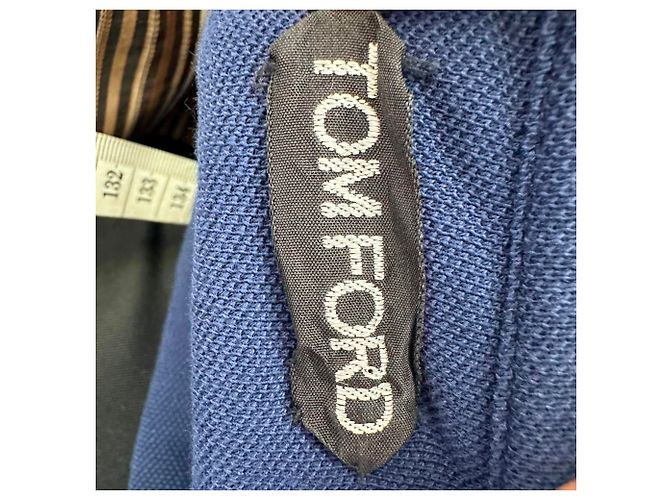 Polo a maniche corte Tom Ford in cotone blu navy - vista 8