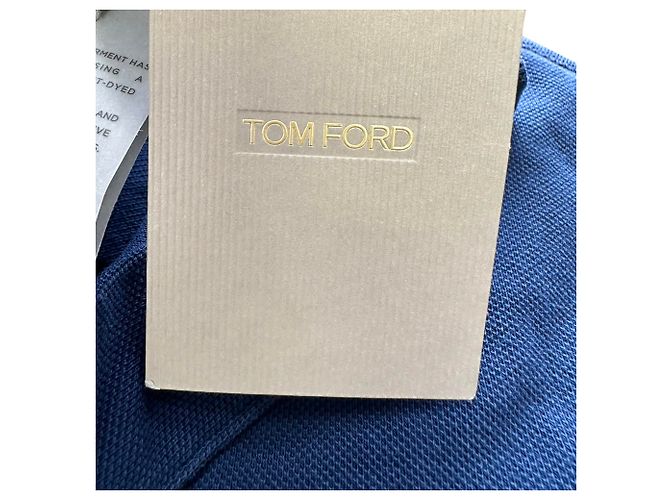 Polo a maniche corte Tom Ford in cotone blu navy - vista 9