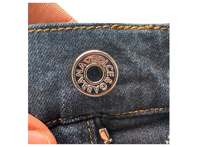 Jeans skinny in cotone blu navy con patch logo Dolce & Gabbana - vista 10