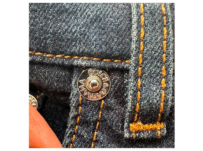 Jeans skinny in cotone blu navy con patch logo Dolce & Gabbana - vista 11