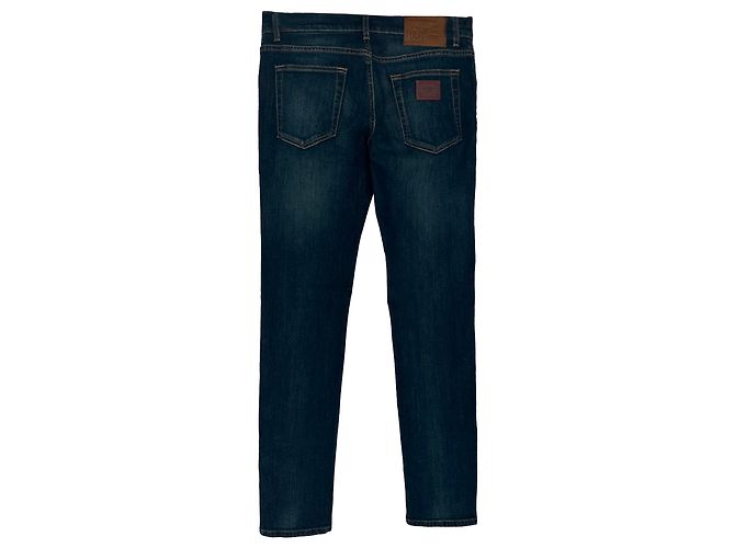 Jeans skinny in cotone blu navy con patch logo Dolce & Gabbana - vista 2