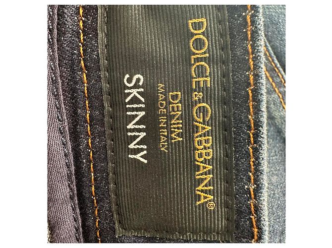Jeans skinny in cotone blu navy con patch logo Dolce & Gabbana - vista 5
