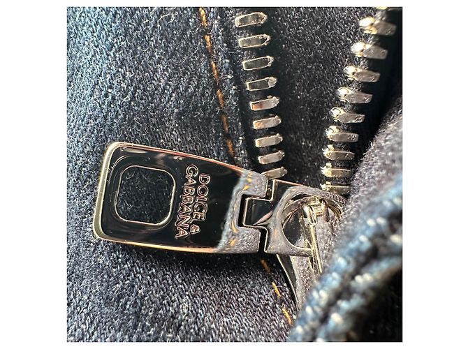 Jeans skinny in cotone blu navy con patch logo Dolce & Gabbana - vista 9