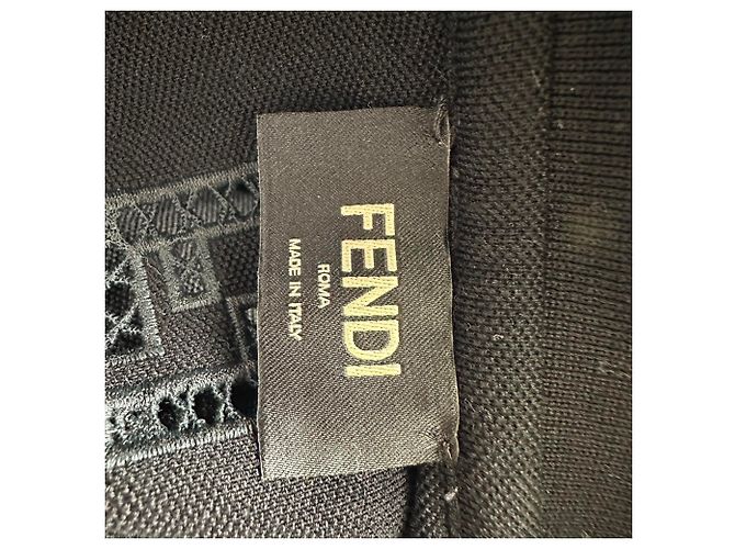 Fendi Polohemd aus schwarzer Baumwolle mit besticktem Logo - Ansicht 10