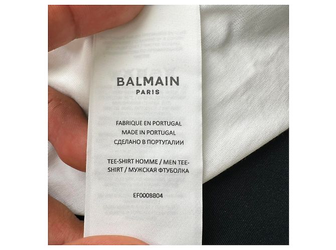 T-shirt in cotone bianco con logo flock Balmain - vista 6