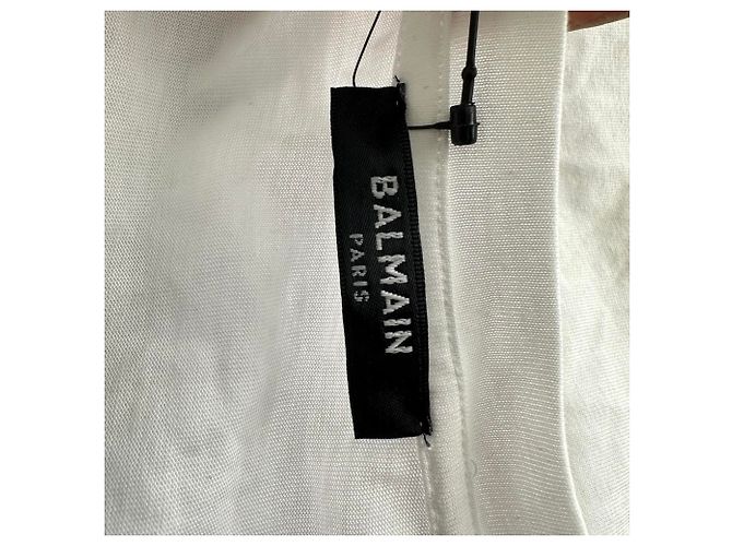 T-shirt in cotone bianco con logo flock Balmain - vista 9