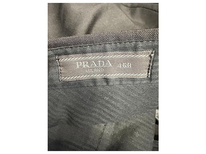 Pantaloni a gamba dritta Prada in lana nera Stampa python - vista 9