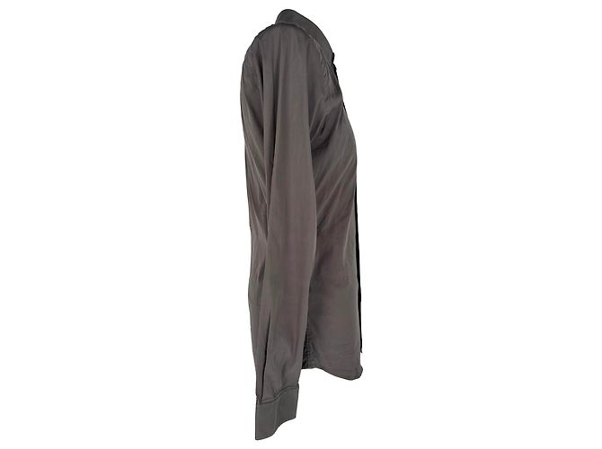 Camicia Burberry a maniche lunghe con bottoni in cotone grigio - vista 2