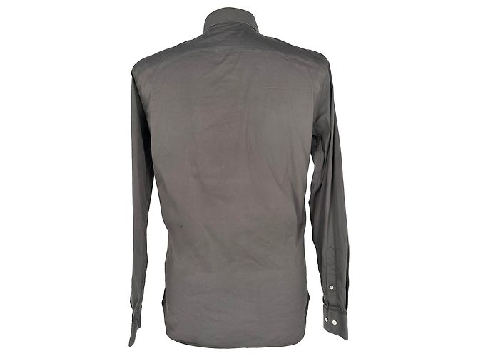 Camicia Burberry a maniche lunghe con bottoni in cotone grigio - vista 3