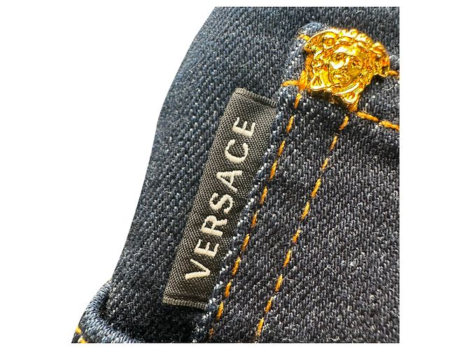 Jeans Versace Taylor-Fit con patch in cotone blu navy - vista 16