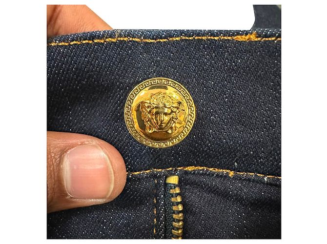 Jeans Versace Taylor-Fit con patch in cotone blu navy - vista 18