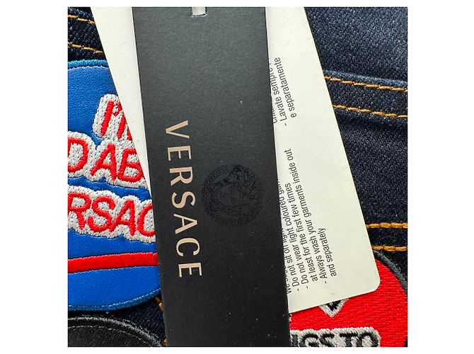 Jeans Versace Taylor-Fit con patch in cotone blu navy - vista 23
