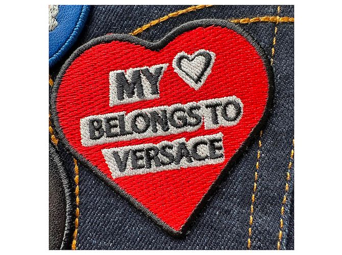 Jeans Versace Taylor-Fit con patch in cotone blu navy - vista 27