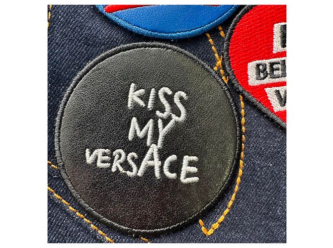 Jeans Versace Taylor-Fit con patch in cotone blu navy - vista 28