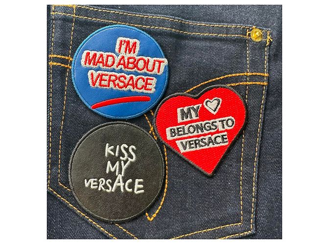 Jeans Versace Taylor-Fit con patch in cotone blu navy - vista 29