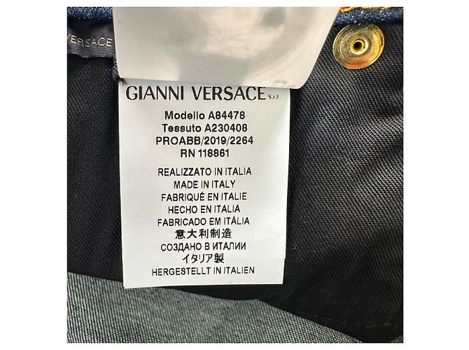 Jeans Versace Taylor-Fit con patch in cotone blu navy - vista 7