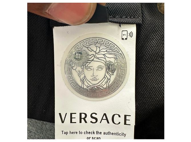 Jeans Versace Taylor-Fit con patch in cotone blu navy - vista 9