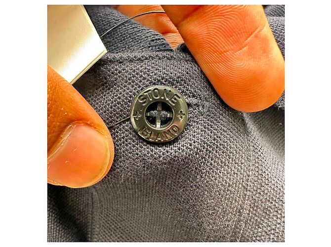 Polo Stone Island con patch logo in cotone blu navy - vista 10
