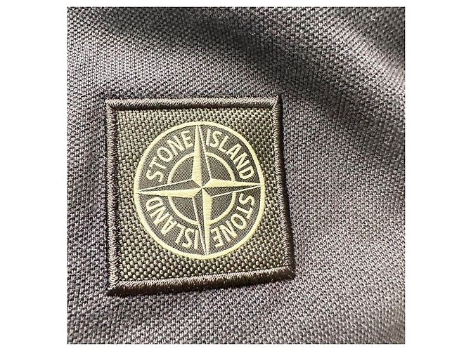 Polo Stone Island con patch logo in cotone blu navy - vista 13