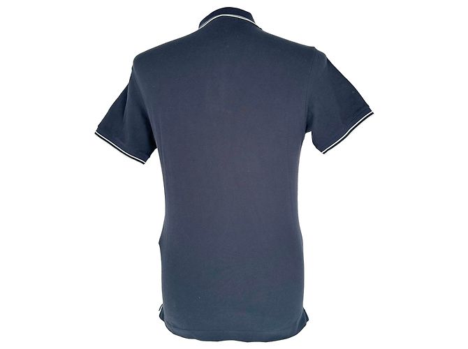 Polo Stone Island con patch logo in cotone blu navy - vista 3