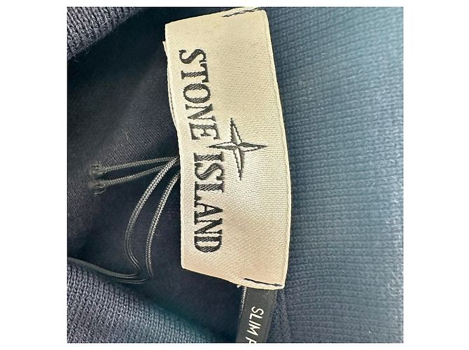 Polo Stone Island con patch logo in cotone blu navy - vista 9